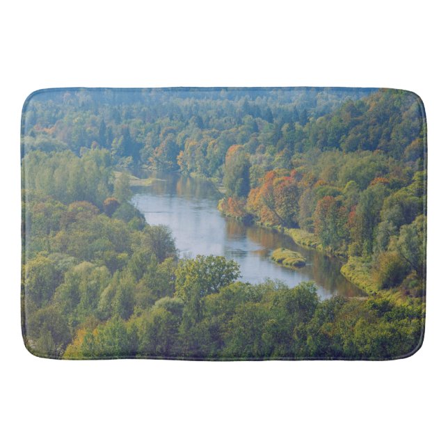 Sigulda Autumn in Picturesque Gauja River Valley   Bath Mat (Front)