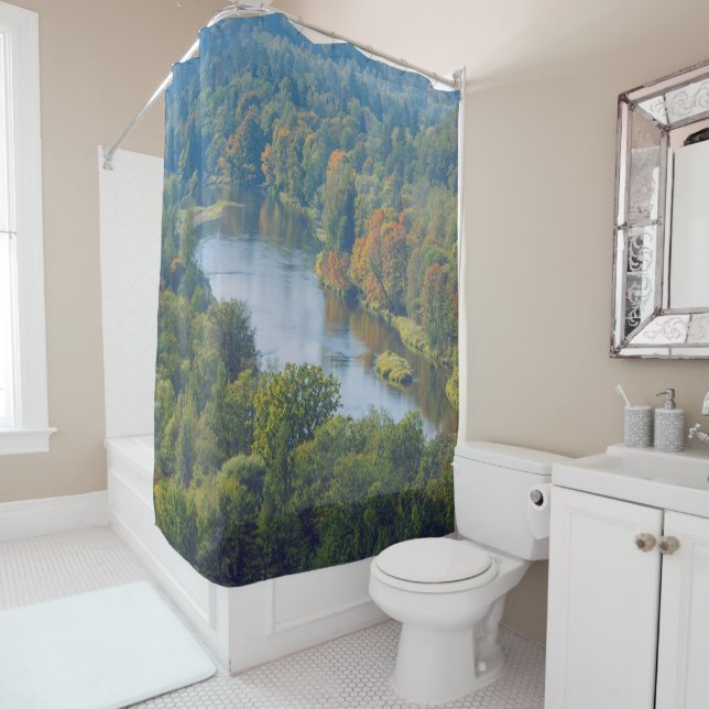 Sigulda Autumn in Picturesque Gauja River Valley   Shower Curtain (In Situ)