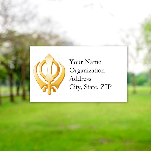 Sikh 3.5" x 2"  business card (Sikh Business Card, Gold Khanda, symbol of the Sikh Religion.
)