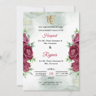 Sikh Engagement Shagun Invitation Card, Roka Card