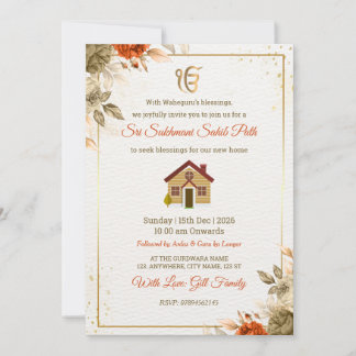 Sikh Housewarming Path Invitation Card
