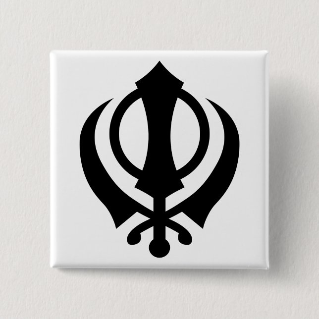 Sikh Khanda 15 Cm Square Badge (Front)