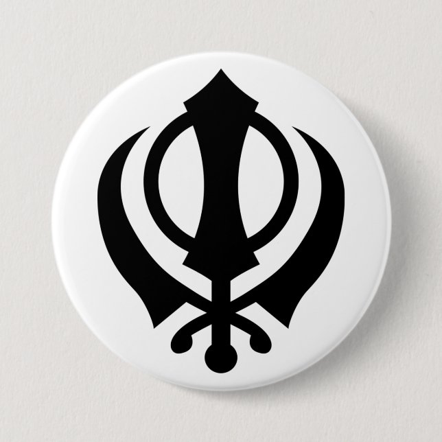 Sikh Khanda 7.5 Cm Round Badge (Front)
