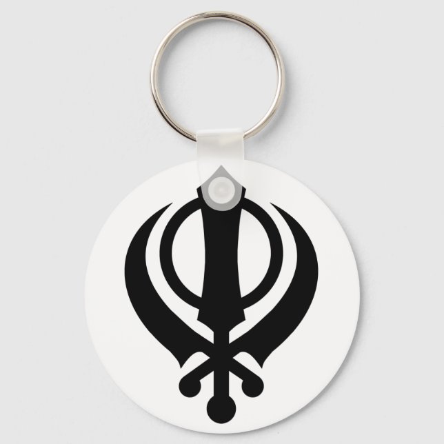 Sikh Khanda Black Key Ring (Front)