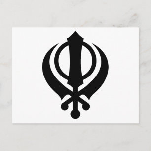 Sikh Khanda Black Postcard