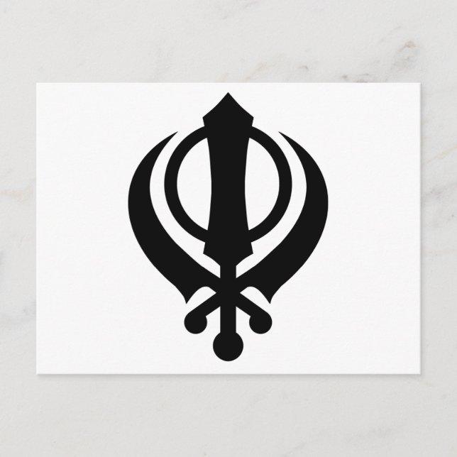Sikh Khanda Black Postcard (Front)