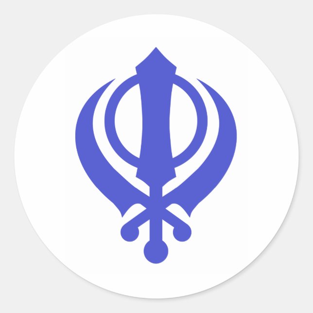 Sikh Khanda Blue Classic Round Sticker (Front)