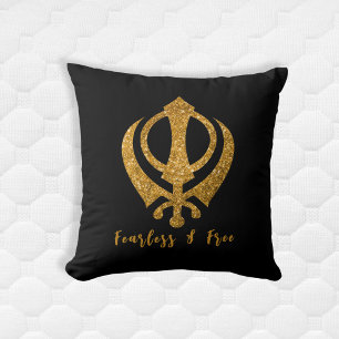 Sikh Khanda "Fearless & Free"  Cushion
