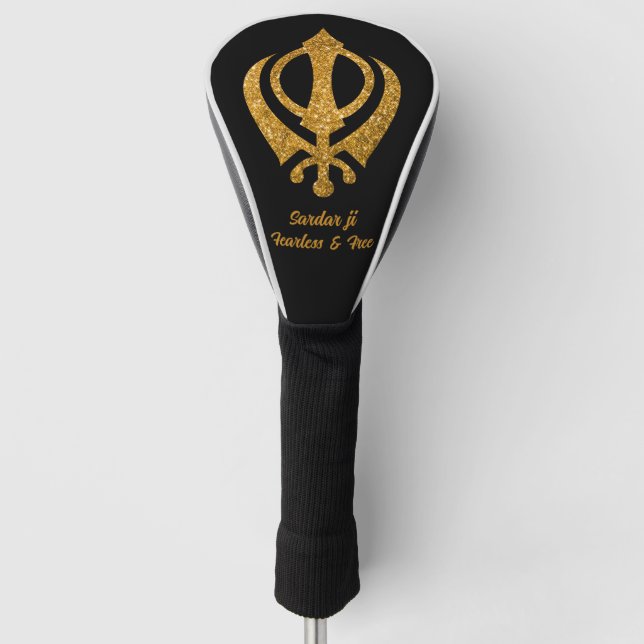 Sikh Khanda "Fearless & Free" Golf Head Cover (Front)