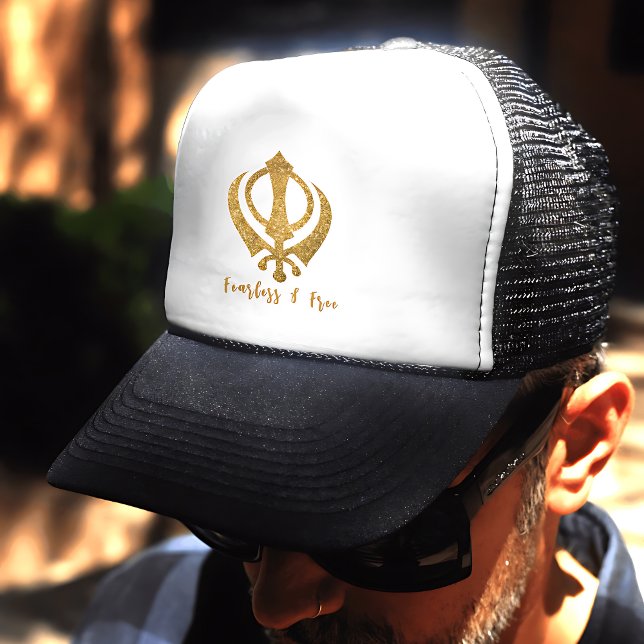 Sikh Khanda "Fearless & Free" Trucker Hat (Creator Uploaded)