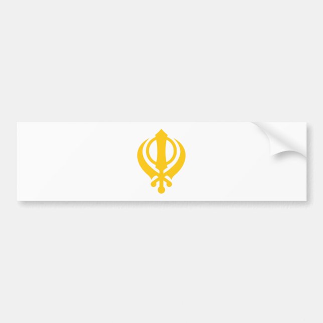 Sikh Khanda Gold Bumper Sticker (Front)