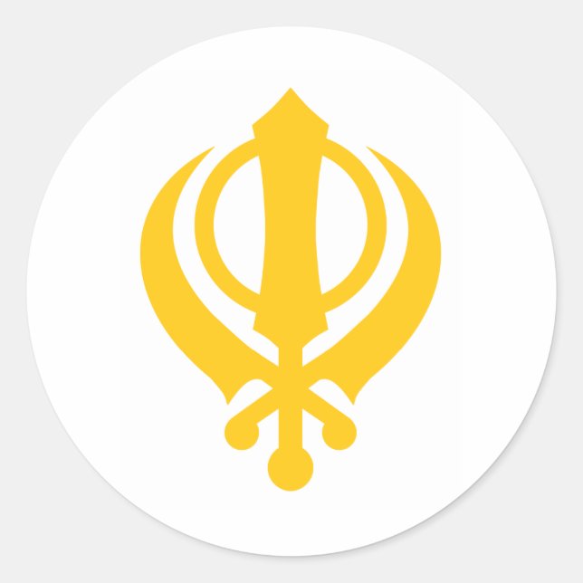 Sikh Khanda Gold Classic Round Sticker (Front)