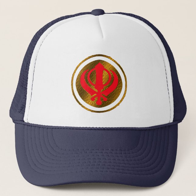 sikh khanda rectangle decal hat design (Front)