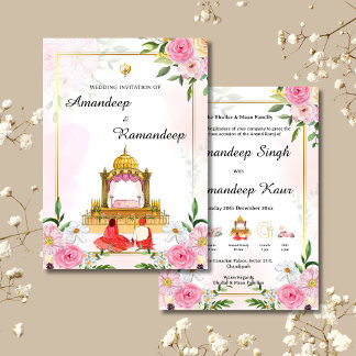 Sikh wedding card Sikh wedding invitation