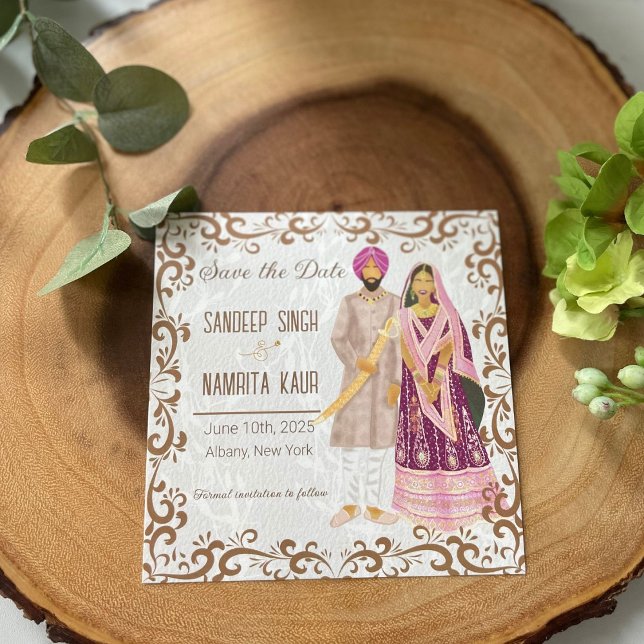 Sikh wedding Illustration Flat Card (Creator Uploaded)