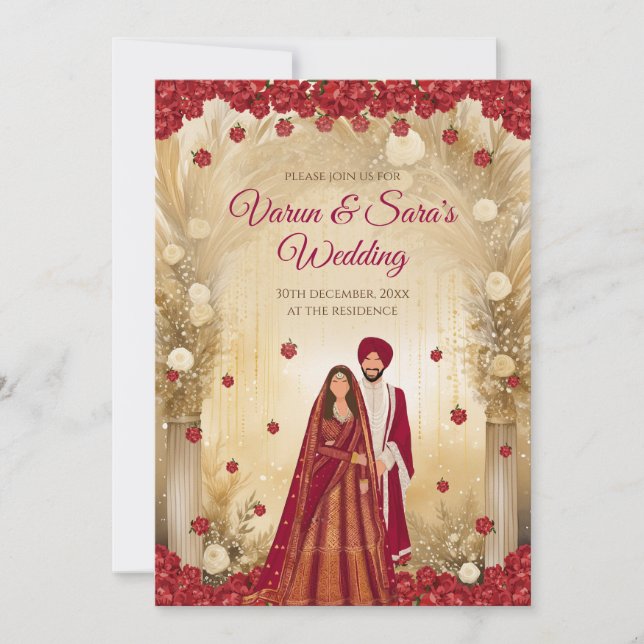 Sikh wedding invites Punjabi Wedding cards (Front)