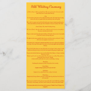 Sikh Wedding Programme