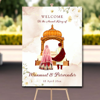 Sikh wedding welcome sign Punjabi wedding sign