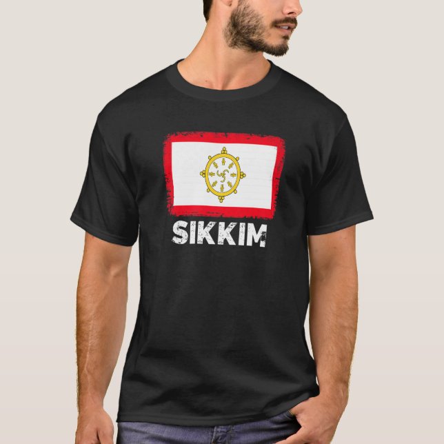 Sikkim Flag  Support Sikkim People Women Men T-Shirt (Front)