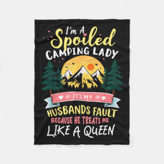 Siled Camng Lady Camper Wife Humour Glamper Queen Fleece Blanket