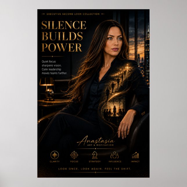 Silence Builds Power – Executive Motivation Poster (Front)