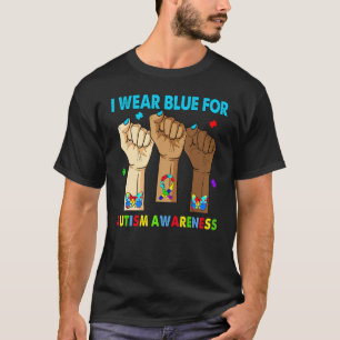Silence Hand I Wear Blue For Autism Awareness T-Shirt