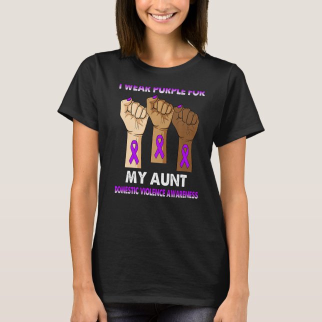 Silence Hand I Wear Purple For My Aunt Domestic Vi T-Shirt (Front)