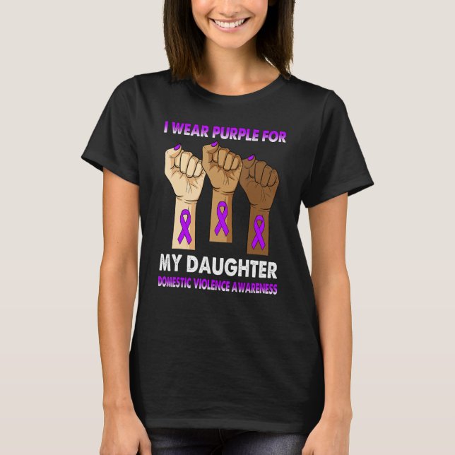 Silence Hand I Wear Purple For My Daughter Domesti T-Shirt (Front)