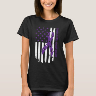 Silence Hides Violence Purple Ribbon American Flag T-Shirt