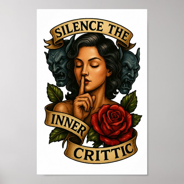 Silence Inner Critic Tattoo PNG Clipart Poster (Front)