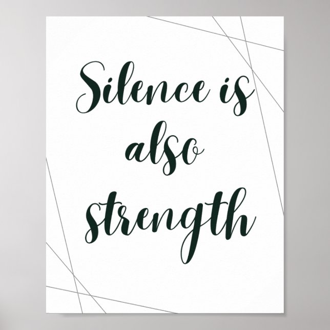 Silence Is Also Strength –Minimalist Inspirational Poster (Front)