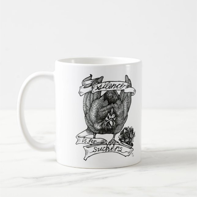 SILENCE IS FOR SUCKERS: Guinea Tattoo Art Coffee Mug (Left)