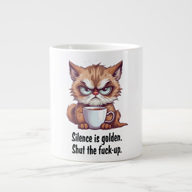 Silence Is Golden Funny Cat Quotes Coffee Mug (Front)