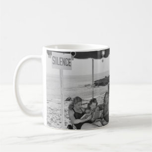 Silence is goldenbeach, vintage, retro, book, peop coffee mug