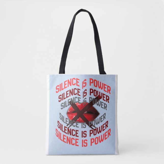 Silence Is Power Bold Typography Art Tote Bag (Front)