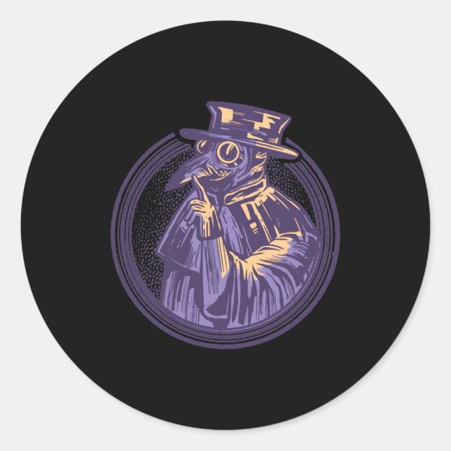 Silence plague doctor classic round sticker (Front)