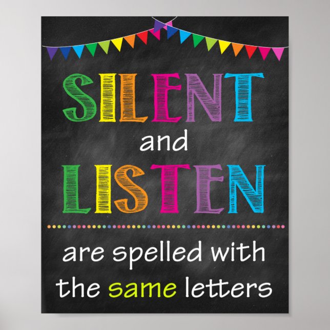 Silent And Listen Printable Poster (Front)