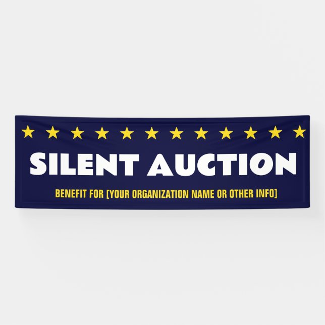 Silent Auction with stars and benefit information Banner (Horizontal)