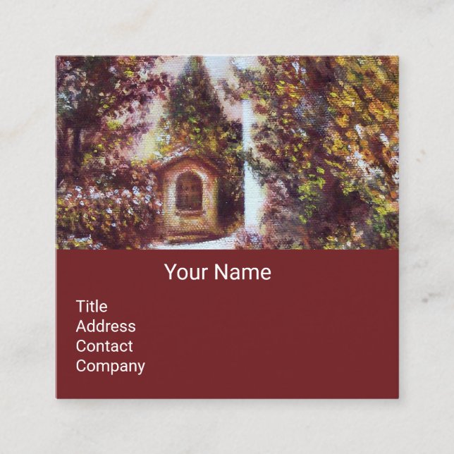 SILENT AUTUMN IN FLORENCE Tuscany Landscape Brown Square Business Card (Front)