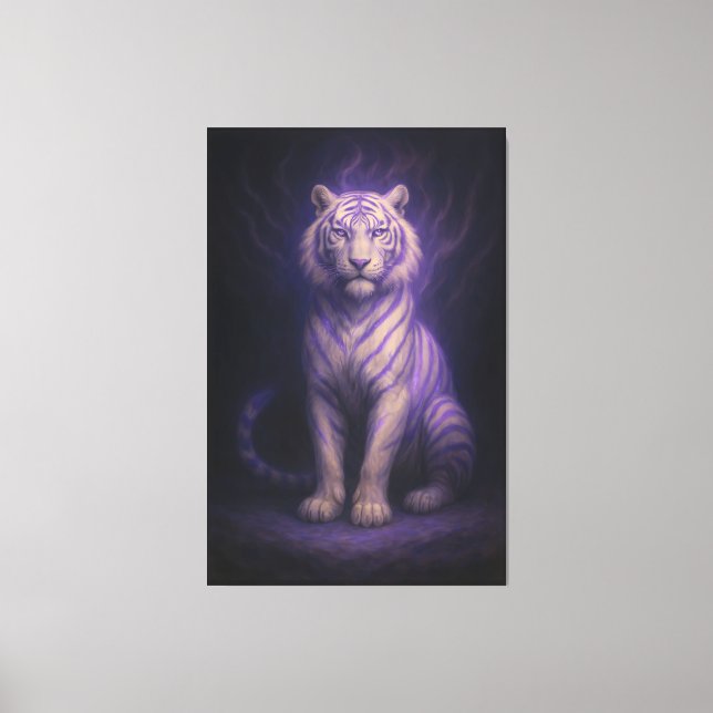 Silent Awakening White Tiger – Blue Spirit Core Canvas Print (Front)