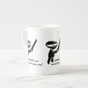 Silent black ninja assassin, armed and dangerous bone china mug
