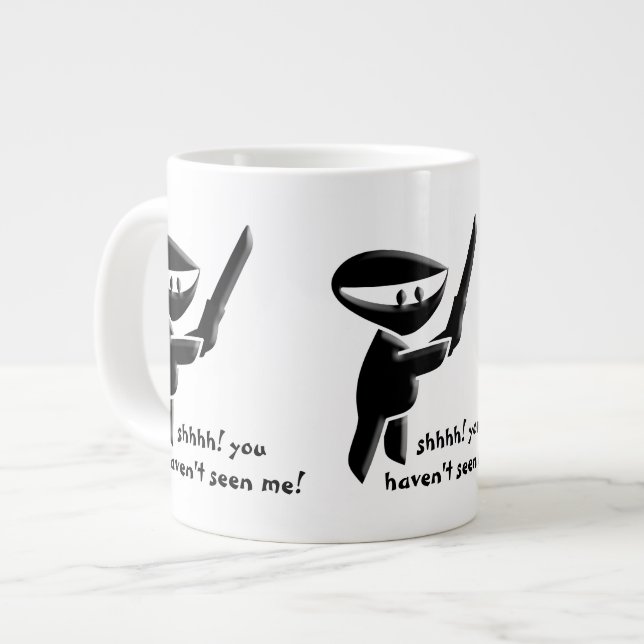 Silent black ninja assassin, armed and dangerous large coffee mug (Front Left)