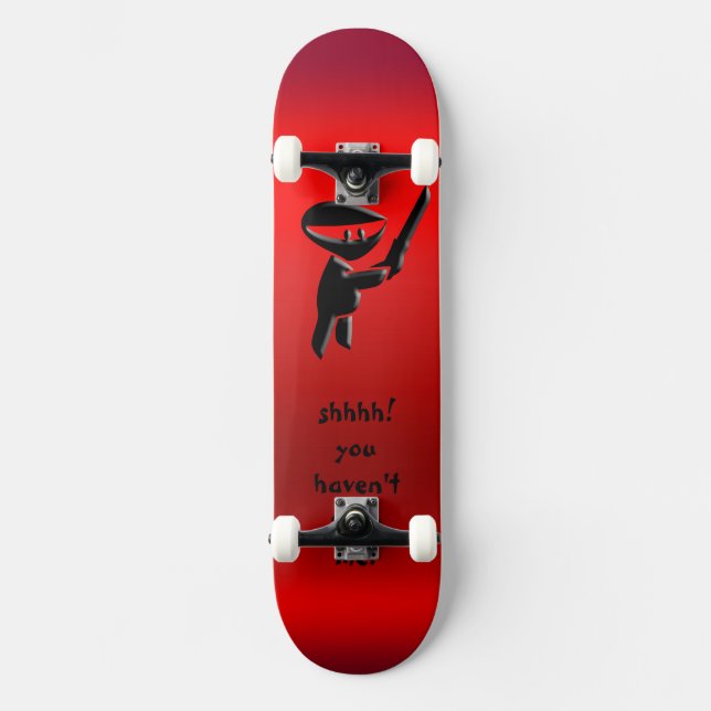 Silent black ninja assassin, armed and dangerous skateboard (Front)