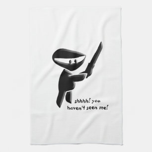 Silent black ninja assassin, armed and dangerous tea towel