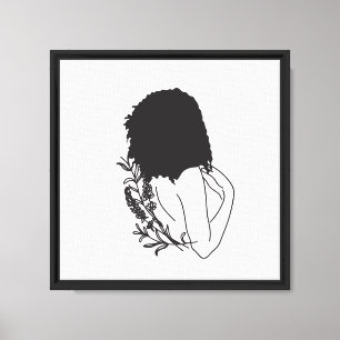 Silent Bloom – Minimalist Female Silhouette Art Canvas Print
