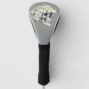 Silent Bloom: Skull & White Lilies Golf Head Cover