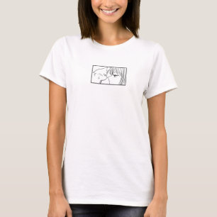 Silent Bond Anime Cat Line Art T-Shirt