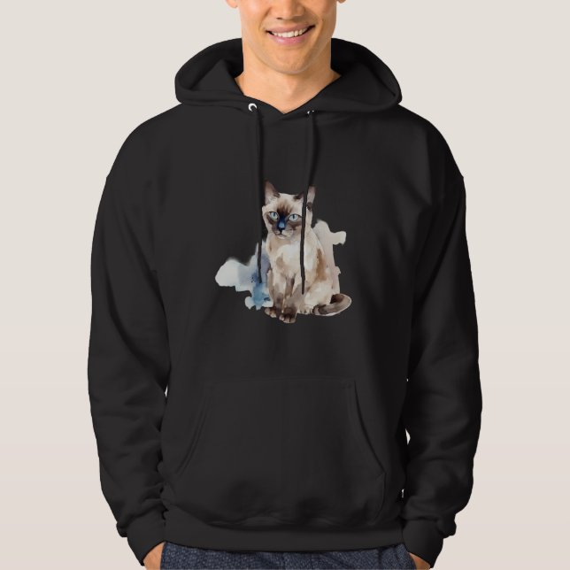 Silent but sassy Siamese Cat Hoodie (Front)