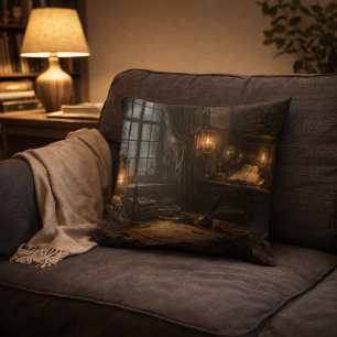 Silent Cabin — Pirate Ship Interior Throw Pillow