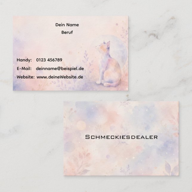 Silent Cat in Moonlight Business Card (Front/Back)